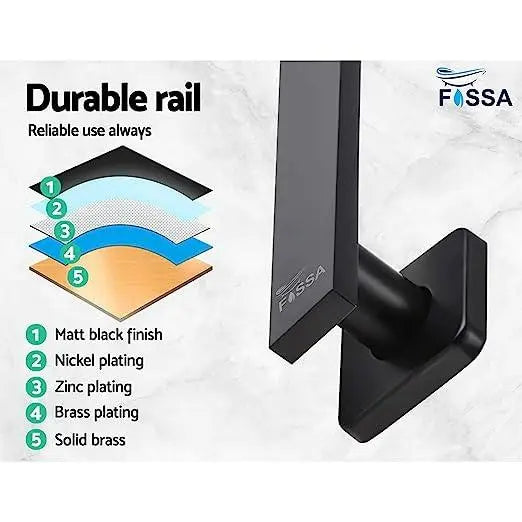 FOSSA 8'' Rain Shower Head Taps Square High Pressure Wall Arm DIY Black Fossa Home