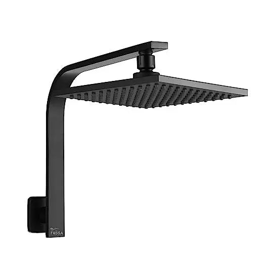 FOSSA 8'' Rain Shower Head Taps Square High Pressure Wall Arm DIY Black Fossa Home