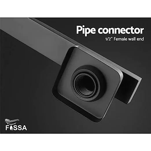 FOSSA 8'' Rain Shower Head Taps Square High Pressure Wall Arm DIY Black Fossa Home