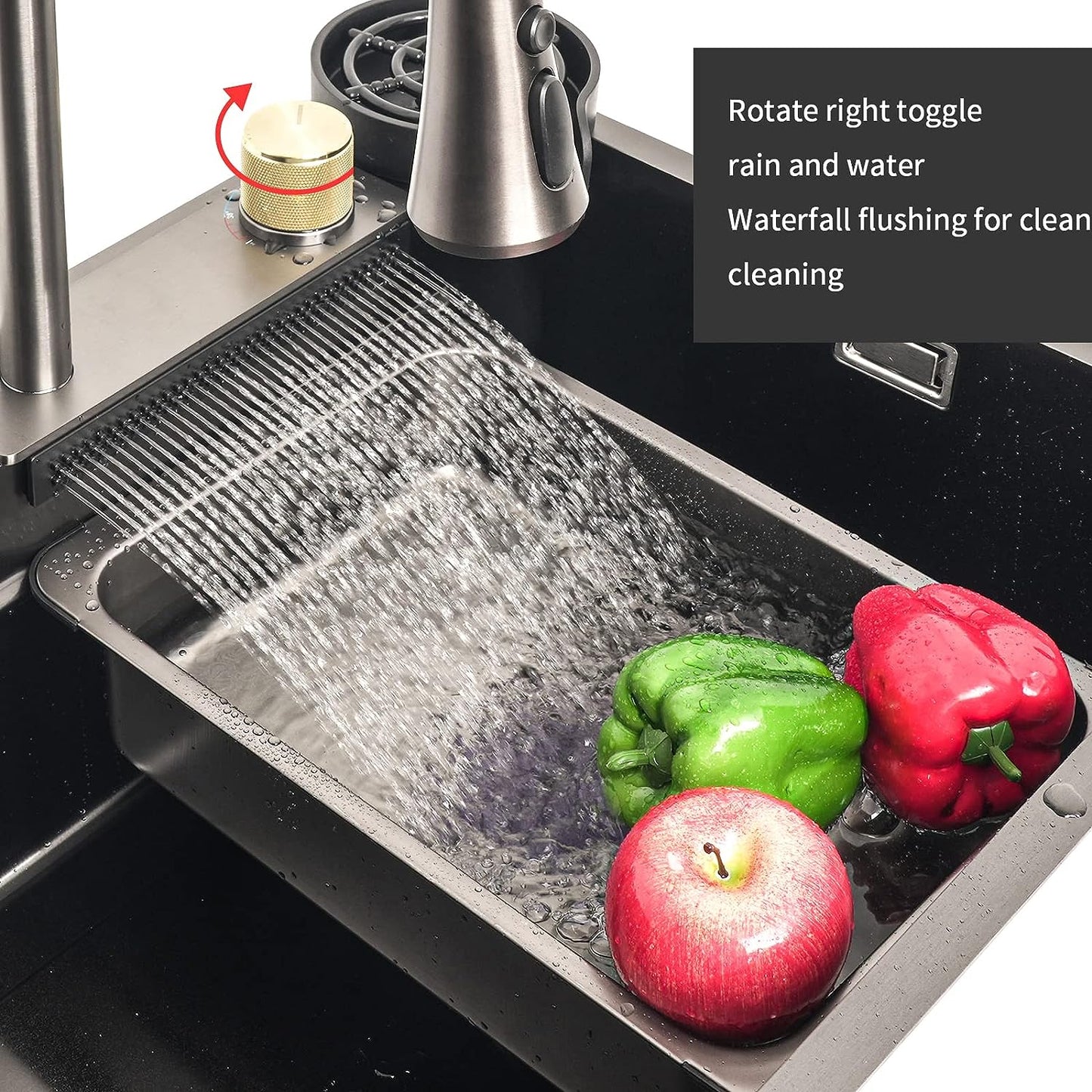 FOSSA WaterFall Double Bowl 47"x18"x10" Premium Stainless Steel Handmade Kitchen Sink, Matte Finish, FS-WF3A Fossa Home