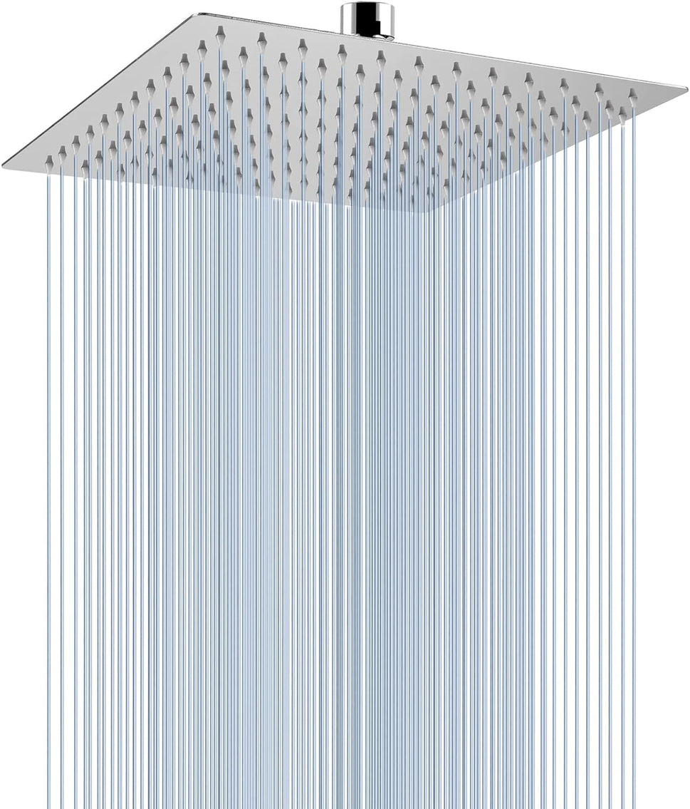 Fossa 10X10 Inch Rain Shower - Fossa Square High Pressure Shower Head Made of 304 Stainless Steel (With ARM Set 18 Inch ) Fossa Home