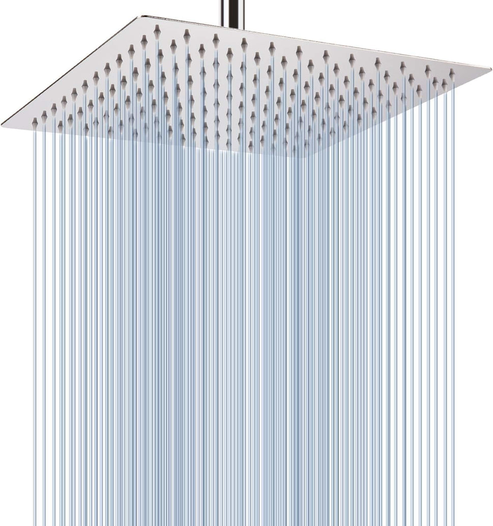 Fossa 12X12 Inch Rain Shower - Fossa Square High Pressure Shower Head Made of 304 Stainless Steel (with Arm set 24" Inch ) ) Fossa Home