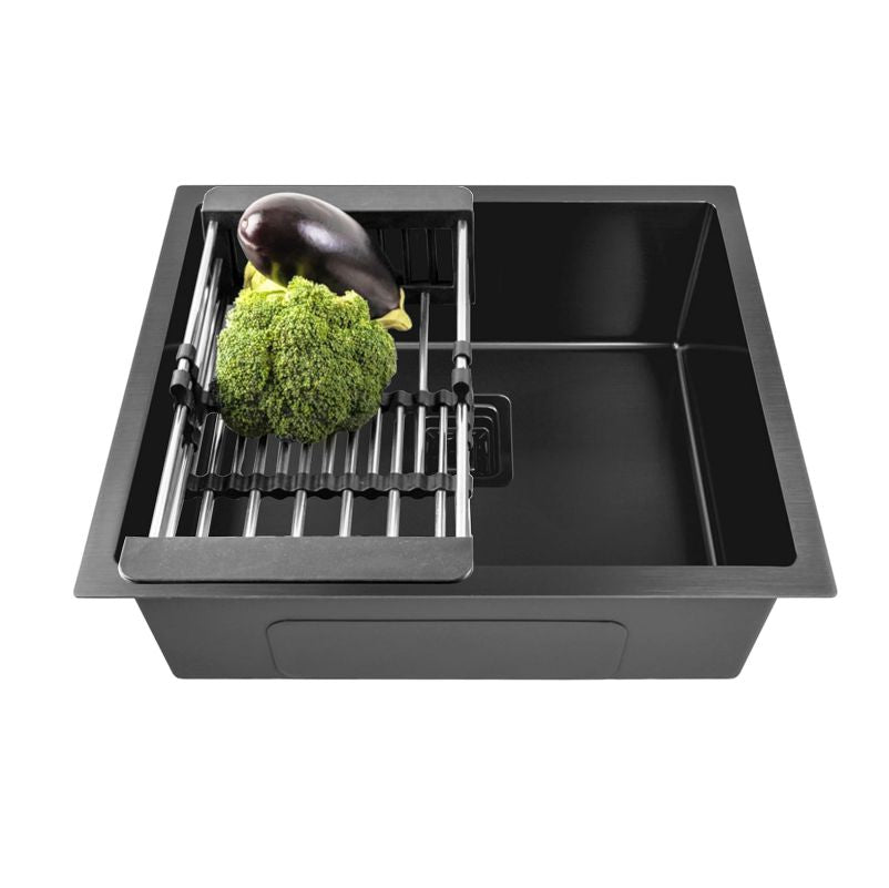 Fossa 18"X16"X09" Single Bowl Premium Stainless Steel Handmade Kitchen Sink Black Fossa Home
