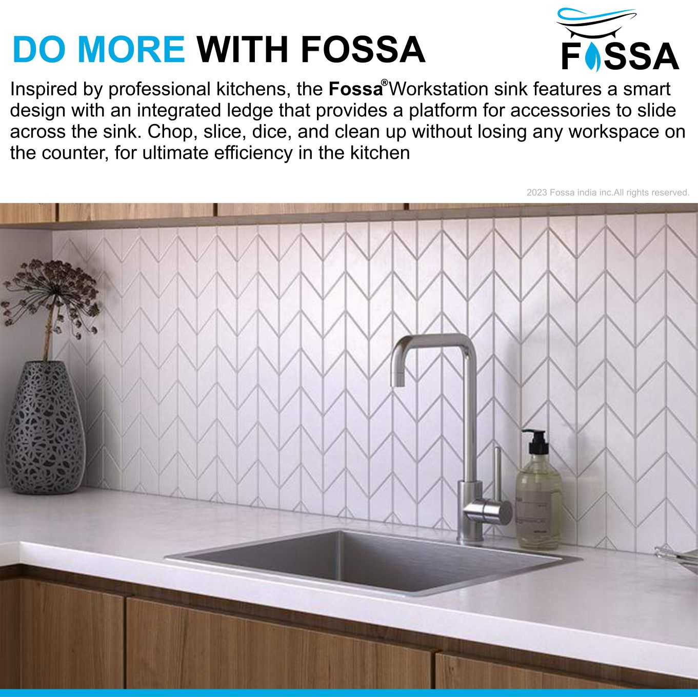 Fossa 18"X16"X09" Single Bowl Premium Stainless Steel Handmade Kitchen Sink Fossa Home