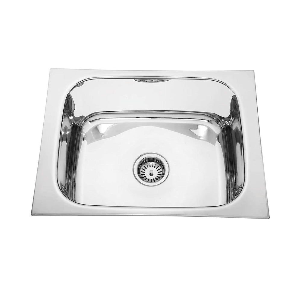 Fossa 18"X16"X09" Single Bowl Stainless Steel Kitchen Sink With SS Coupling Glossy Finish - Fossa Home 