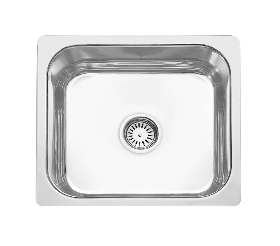 Fossa 18"X16"X09" Single Bowl Stainless Steel Kitchen Sink With SS Square Coupling Glossy Finish - Fossa Home 