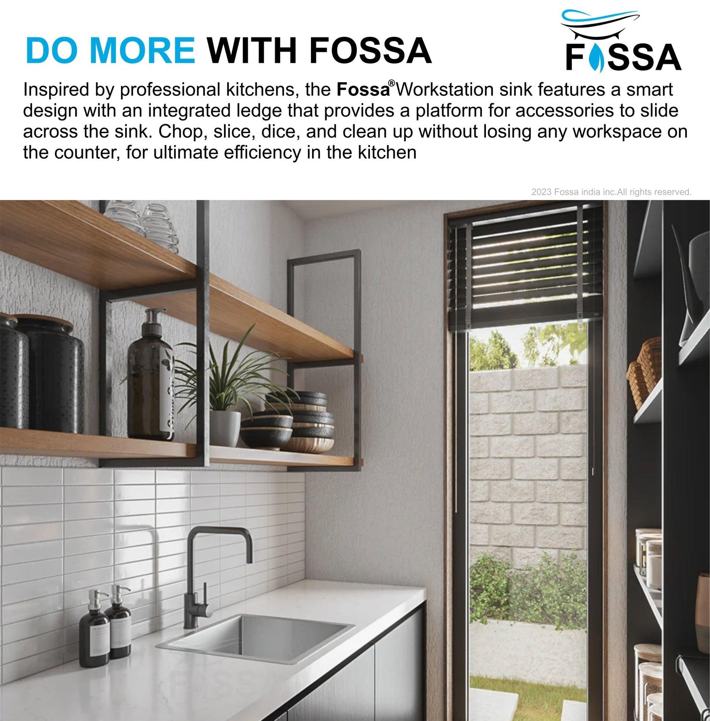 Fossa 18"X18"X09" Single Bowl Stainless Steel Handmade Kitchen Sink Matte Finish - Fossa Home 