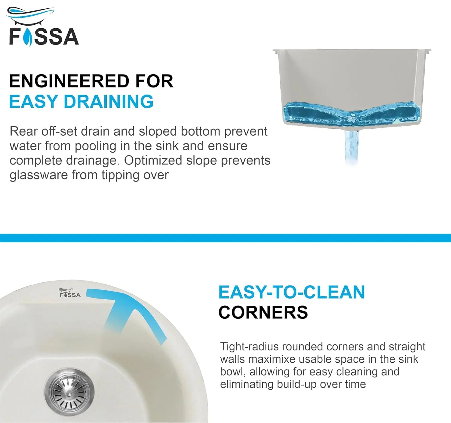 Fossa 18"x18"x08" Inch Round Bar Sink, Single Bowl Kitchen Sinks, Quartz German Engineered Technology Kitchen Sink Easy-to-Clean Sink for Outdoor Indoor Catering Restaurant Hospital (Peach Ivory) Fossa Home