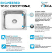 Fossa 20"X17"X08" Single Bowl Stainless Steel Kitchen Sink With PVC Coupling Glossy Finish FIS-002 - Fossa Home 
