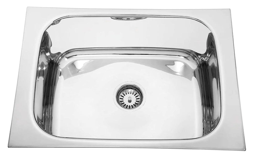 Fossa 20"X17"X09" Single Bowl Stainless Steel Kitchen Sink With SS Coupling Glossy Finish - Fossa Home 