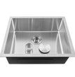 Fossa 20"x17"x09" Single Bowl SS-304 Grade Stainless Steel Handmade Kitchen Sink Round Coupling Matte Finish Fossa Home