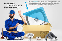 Fossa 20"x17"x09" inch Single Bowl Stainless Steel Kitchen Sink With SS Coupling Glossy Finish Fossa Home