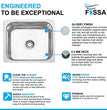 Fossa 21"X18"X09" Single Bowl Stainless Steel Kitchen Sink With SS Coupling Glossy Finish - Fossa Home 