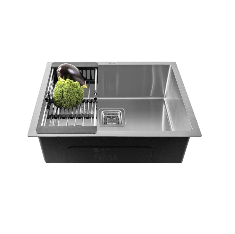 Fossa 21"X18"X09" Single Bowl Premium Stainless Steel Handmade Kitchen Sink Silver Fossa Home