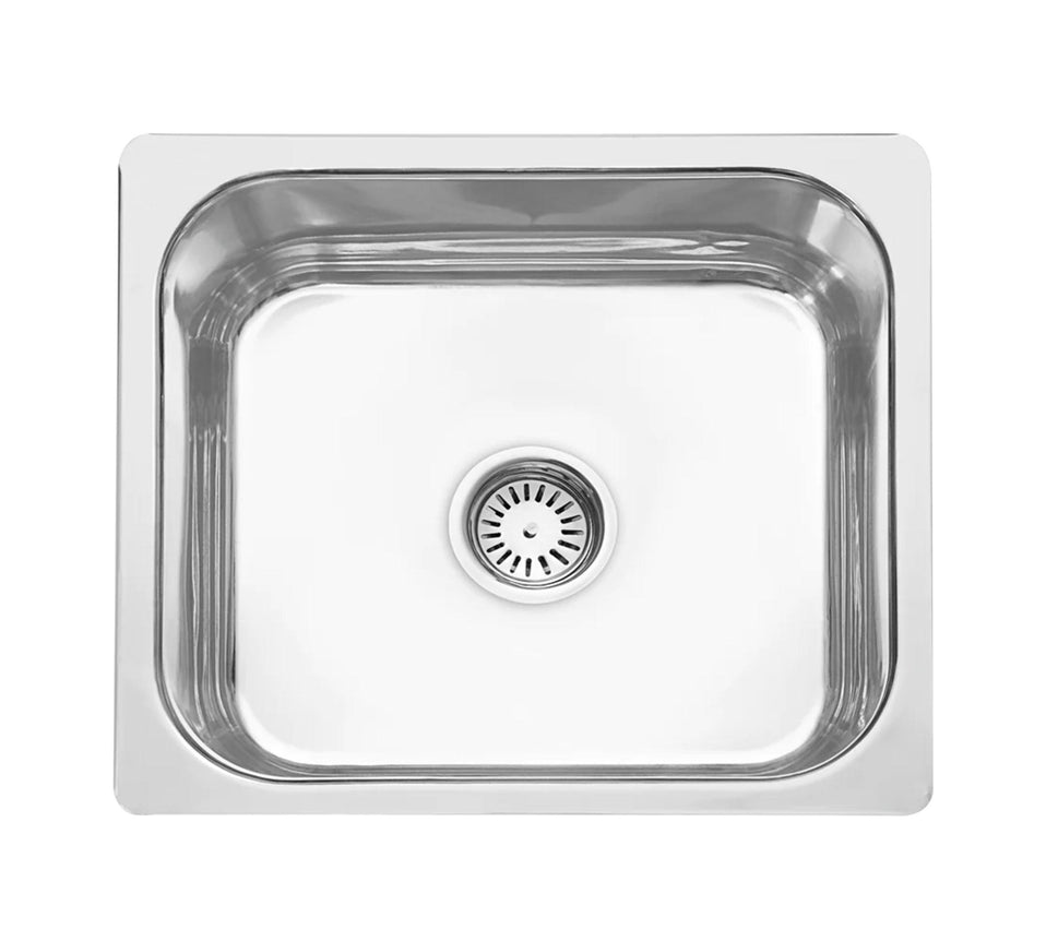 Fossa 21"x18"x09" Single Bowl Stainless Steel Kitchen Sink With SS Square Coupling Glossy Finish - Fossa Home 