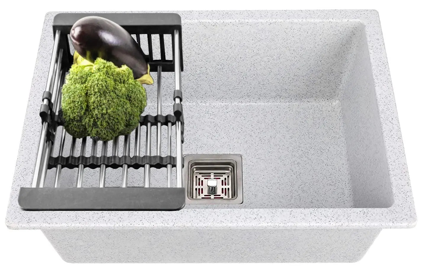 Fossa 21"x18"x09" inch Quartz Single Bowl Kitchen Sink Super Strong Matt Finish (Greystone) Fossa Home