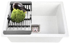 Fossa 24"x18"x09" inch Quartz Single Bowl Kitchen Sink Matt Finish ( Stone White ) Fossa Home