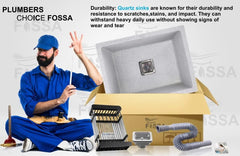 Fossa 24"x18"x09" inch Quartz Single Bowl Kitchen Sink Super Strong ( Greystone White ) Fossa Home