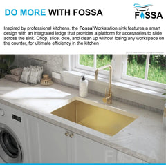 Fossa 24"x18"x10" Inch Single Bowl Premium Stainless Steel Handmade Kitchen Sink Gold Fossa Home