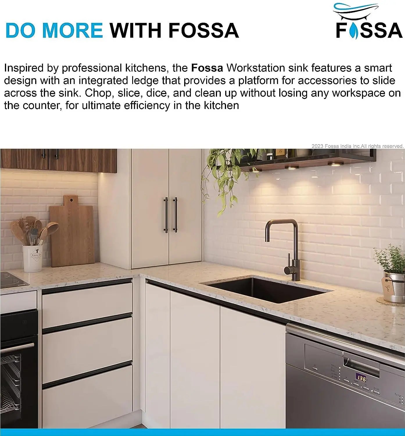 Fossa 24"x18"x10" Inch Single Bowl Premium Stainless Steel Handmade Kitchen Sink Round Coupling Matte Finish FS-04R Black Fossa Home