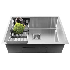 Fossa 24"x18"x10" Inch Single Bowl Premium Stainless Steel Handmade Kitchen Sink Silver Fossa Home