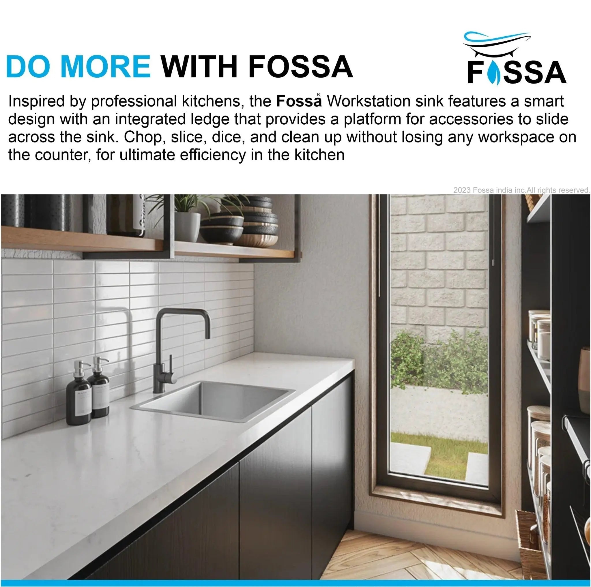 Fossa 24"x18"x10" Inch Single Bowl Premium Stainless Steel Handmade Kitchen Sink Silver Fossa Home