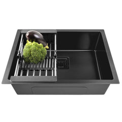 Fossa 24"x18"x10" Inch Single Bowl SS-304 Grade Stainless Steel Handmade Kitchen Sink Black Fossa Home