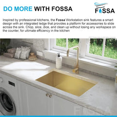 Fossa 24"x18"x10" Inch Single Bowl SS-304 Grade Stainless Steel Handmade Kitchen Sink Gold Fossa Home