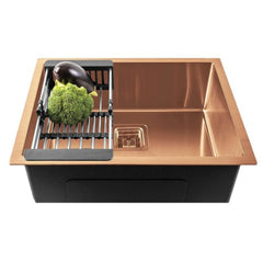 Fossa 24"x18"x10" Inch Single Bowl SS-304 Grade Stainless Steel Handmade Kitchen Sink Rose Gold Fossa Home