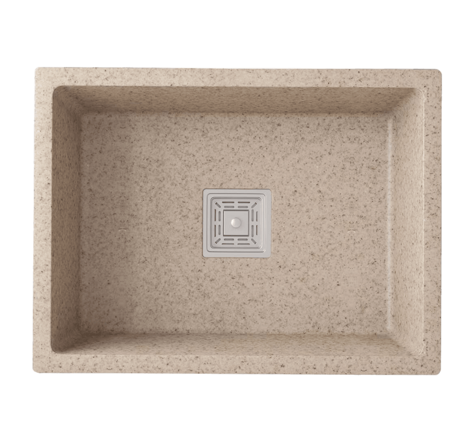 Fossa 24"x18"x9" Quartz Single Bowl Sand Choco  Kitchen Sink - Fossa Home 