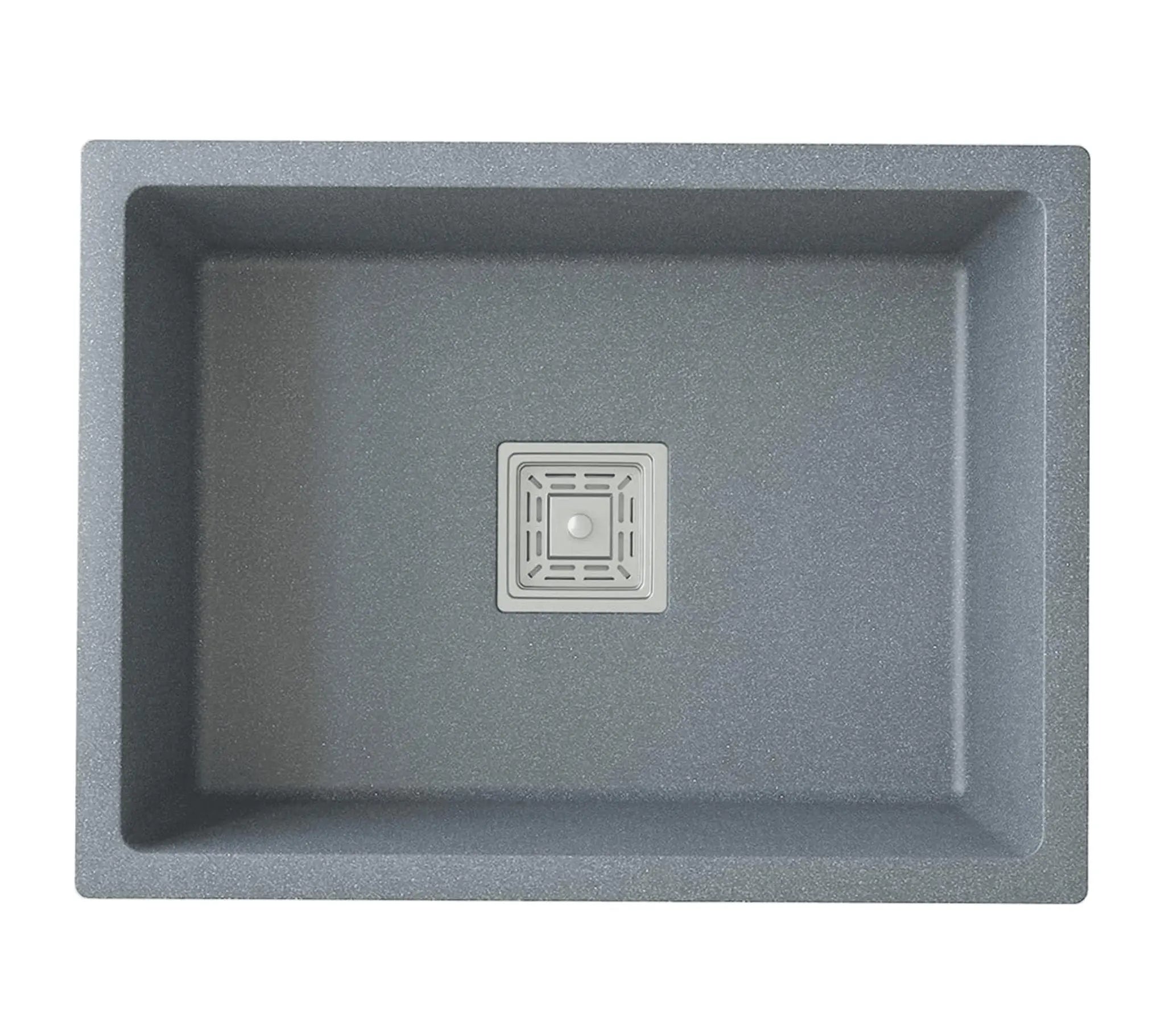 Fossa 24"x18"x9" inch Quartz Single Bowl Kitchen Sink ( Smoke Grey ) Fossa Home