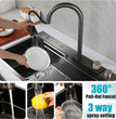 Fossa 24x18x10 Waterfall Premium Nano Kitchen Sink with Integrated Pull Out Mixer Faucet & Complete Set Fossa Home