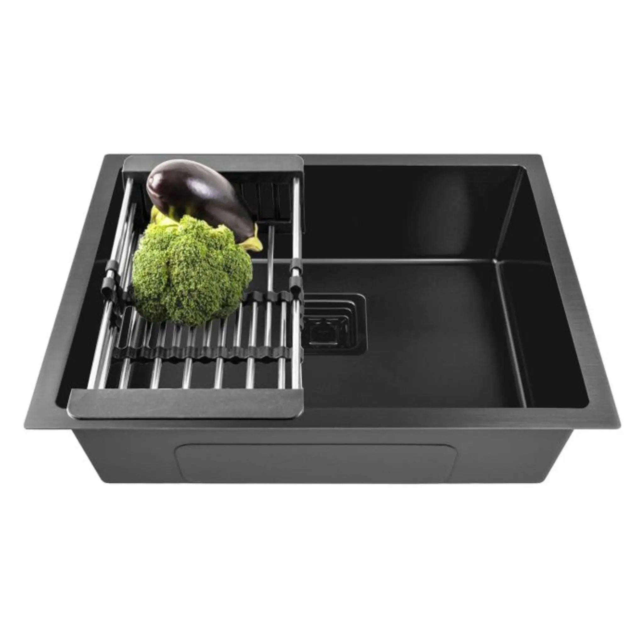 Fossa 27"x20"x10" Inch Single Bowl Premium Stainless Steel Handmade Kitchen Sink Black Fossa Home