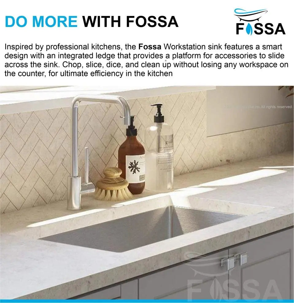 Fossa 27"x20"x10" Inch Single Bowl premium Stainless Steel Handmade Kitchen Sink Silver Fossa Home