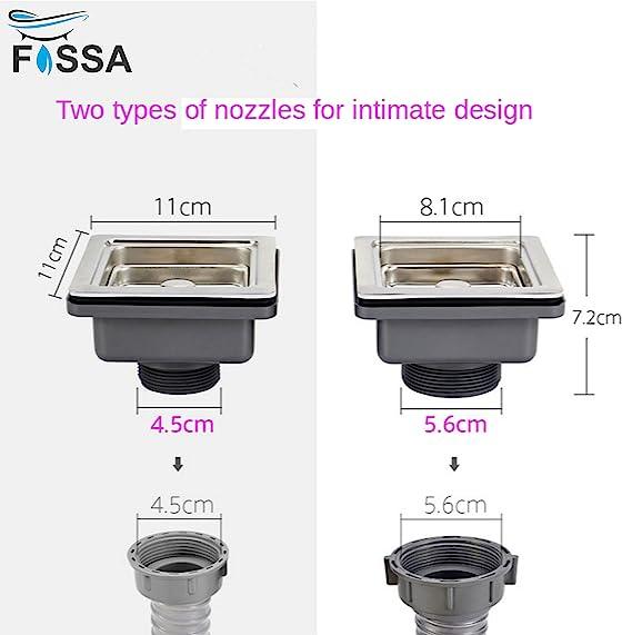 Fossa 3.5 Inch Stainless Steel Kitchen Sink Coupling/Basket Square Strainer, Kitchen Sink Strainer with Removable Waste Basket/Strainer Assembly - Fossa Home 
