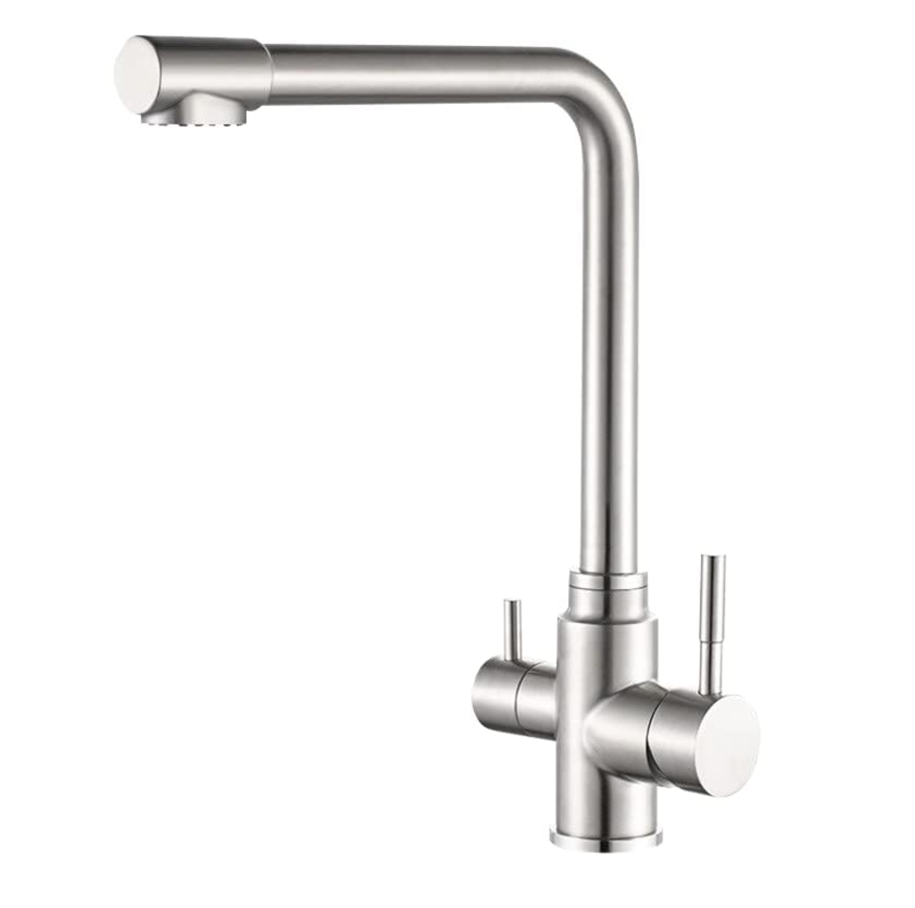 Fossa 3 Way Kitchen Mixer Taps with Drinking Water Filter Tap, Solid Stainless Steel Dual Handle Cold and Hot Water Kitchen Mixer Fossa Home