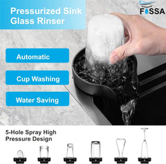 Fossa 30"x18"x09" Single Bowl Premium Waterfall Kitchen Sink Honeycomb Embossed Sink with Black Nano Coating, Stainless Steel, Rectangular Workstation, Faucet with Included All Accessories. (Grey) Fossa Home