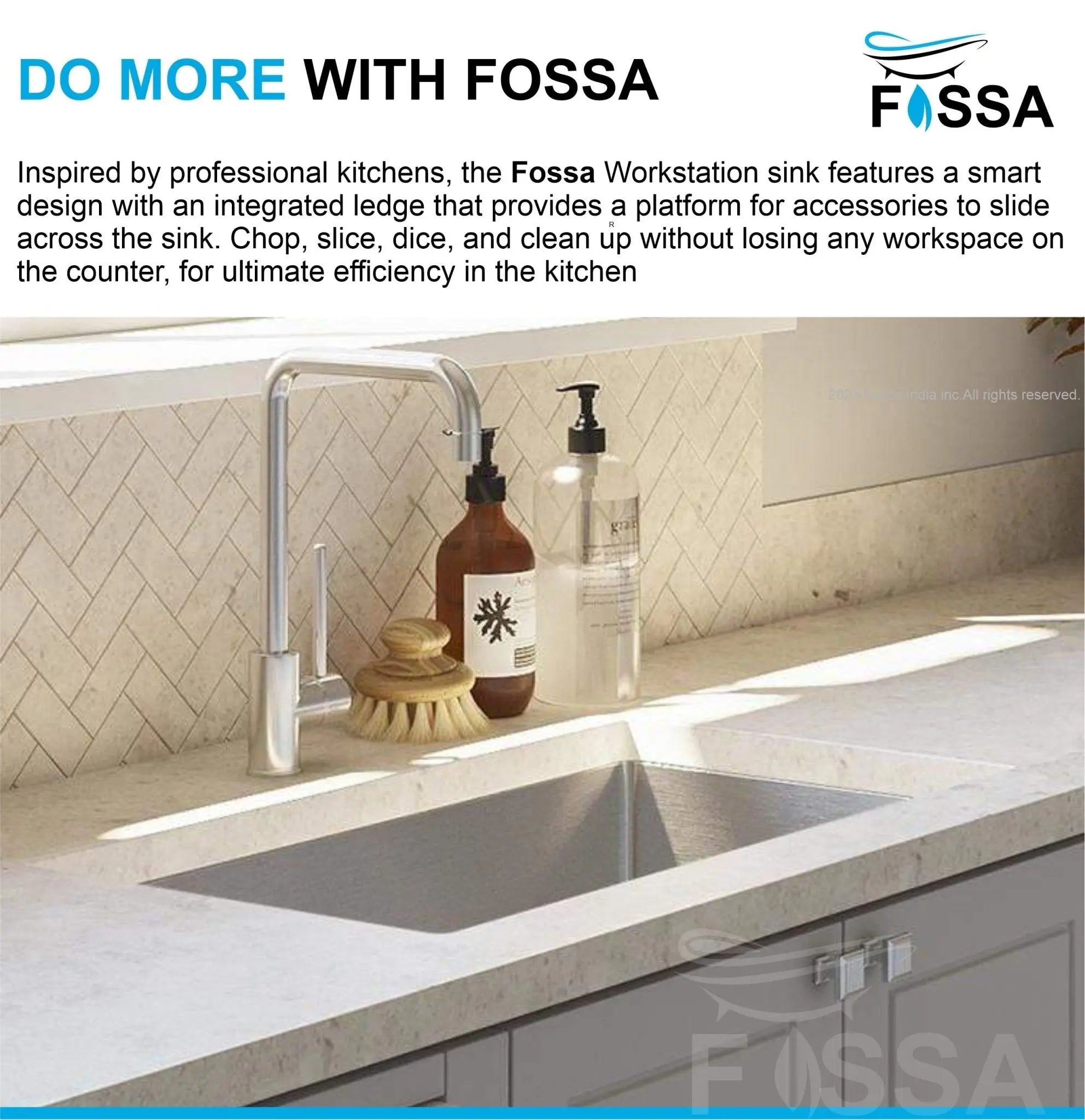 Fossa 30"x18"x10" Inch Single Bowl Premium Stainless Steel Handmade Kitchen Sink Silver Fossa Home