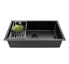 Fossa 30"x18"x10" inch Single Bowl SS-304 Grade Stainless Steel Handmade Kitchen Sink (Matte Finish) Black Fossa Home