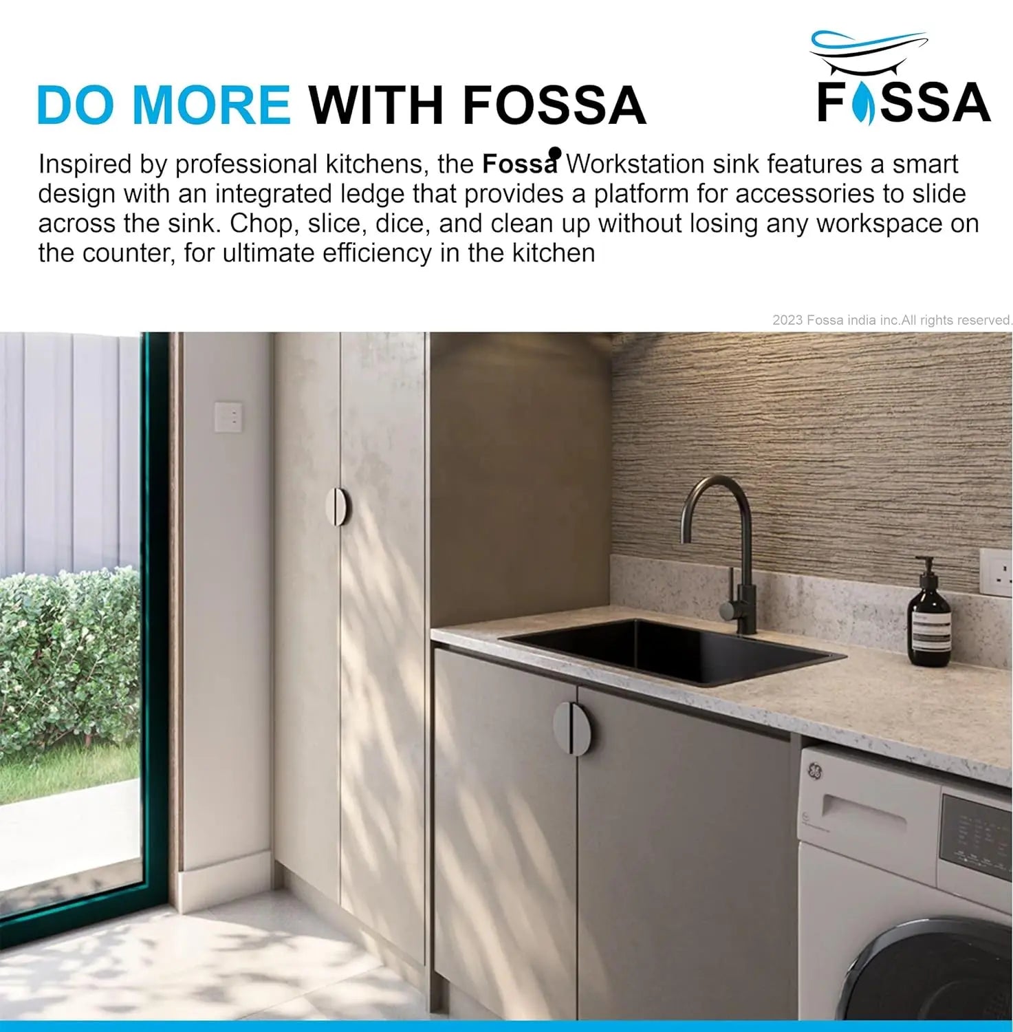 Fossa 30"x18"x10" inch Single Bowl SS-304 Grade Stainless Steel Handmade Kitchen Sink (Matte Finish) Black Fossa Home