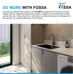 Fossa 30"x18"x10" inch Single Bowl SS-304 Grade Stainless Steel Handmade Kitchen Sink (Matte Finish) Black Fossa Home