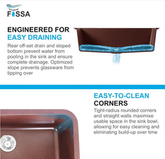 Fossa 31"x19"x09" Inch Granite Quartz Kitchen Sink Single Bowl with Basket, Coupling, Waste Pipe Quartz German Engineered Technology Kitchen Sink Easy-to-Clean Sink (Choco Brown) Fossa Home