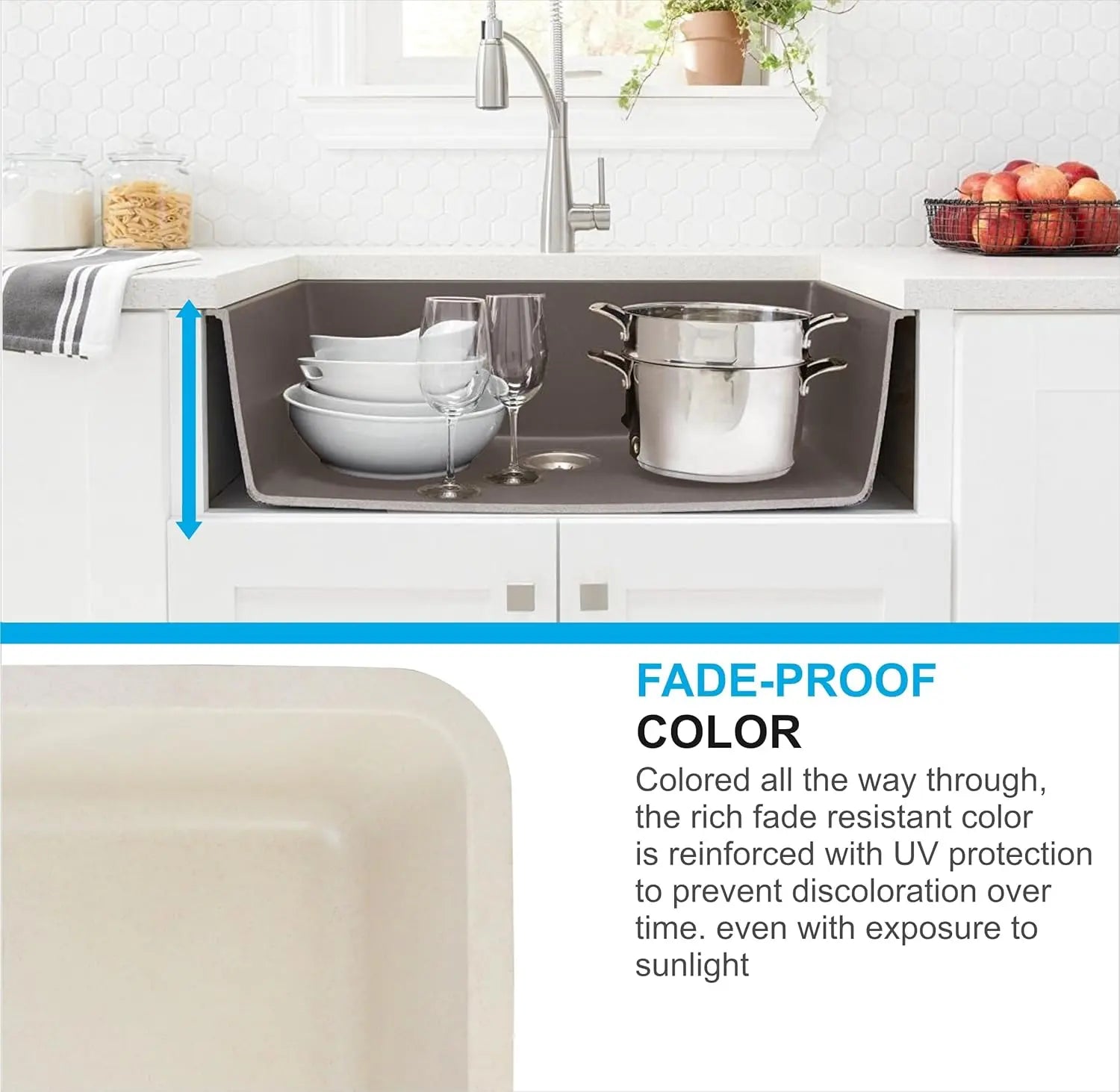 Fossa 31"x19"x09" Inch Granite Quartz Kitchen Sink Single Bowl with Basket, Coupling, Waste Pipe Quartz German Engineered Technology Kitchen Sink Easy-to-Clean Sink (Peach Ivory) Fossa Home