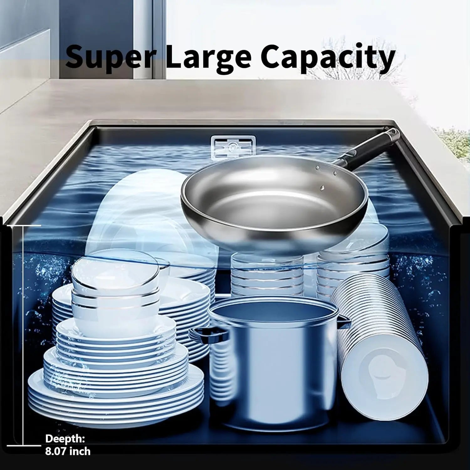 Fossa 32"x18"x10" inch Single Bowl Waterfall Kitchen Sink 304 Grade Honeycomb Embossed Sink with White Nano Coating, Stainless Steel, Rectangular Workstation, Faucet With All Accessories. Fossa Home