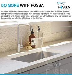 Fossa 32"x20"x10" Inch Single Bowl SS-304 Grade Stainless Steel Handmade Kitchen Sink Silver Fossa Home