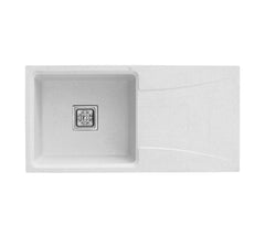 Fossa 36"x18"x9" inch Quartz Single Bowl with Drainboard Kitchen Sink ( Crystal White ) Fossa Home