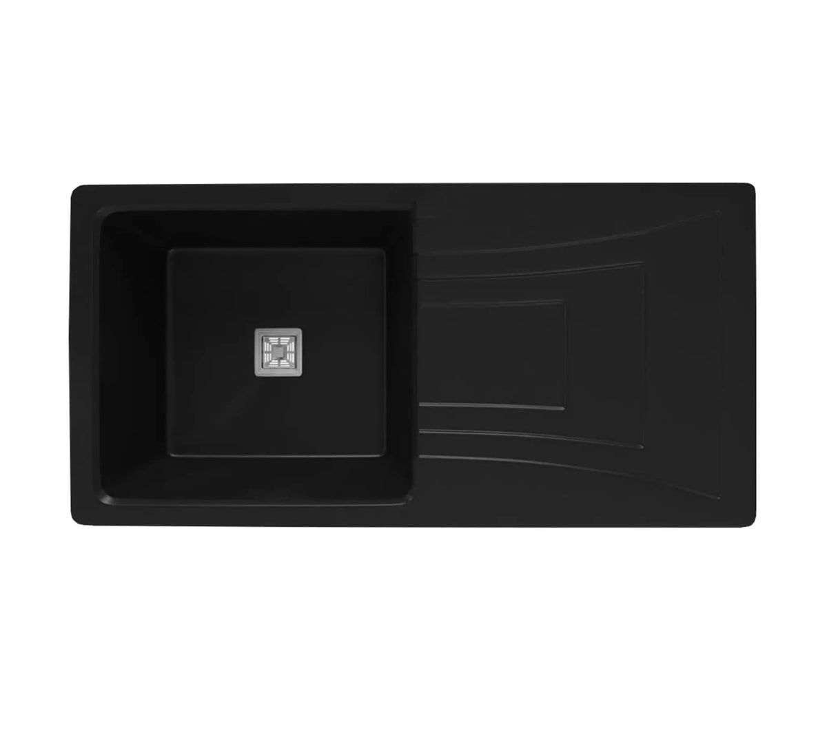 Fossa 36"x18"x9" inch Quartz Single Bowl with Drainboard Kitchen Sink Natural ( Black Stone ) Fossa Home