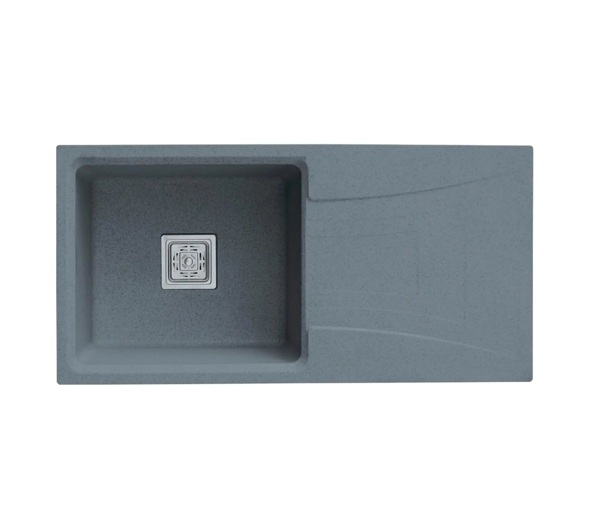 Fossa 36"x18"x9" inch Quartz Single Bowl with Drainboard Kitchen Sink Natural ( Smoke Grey Stone ) Fossa Home