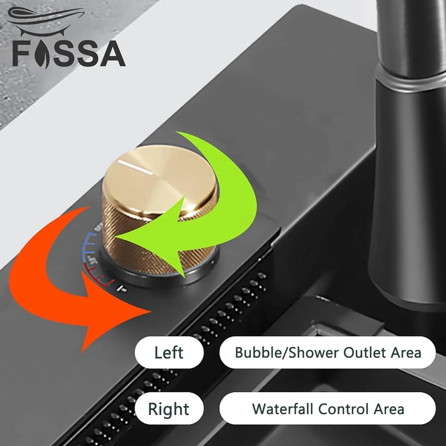 Fossa 37"x18"x09" Premium Double Bowl Waterfall Kitchen Sink Honeycomb Embossed Sink with Black Nano Coating, Stainless Steel, Rectangular Workstation, Faucet with Included All Accessories. (Black) Fossa Home