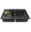 Fossa 37"x18"x10" Double Bowl With Tap Hole SS-304 Grade Stainless Steel Handmade Kitchen Sink Matte Finish Black Fossa Home